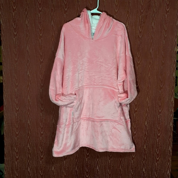BLANKET HOODIES OVERSIZED WEARABLE FLEECE SWEATSHIRT HOODED COZY PULLOVER PINK - Picture 3 of 15